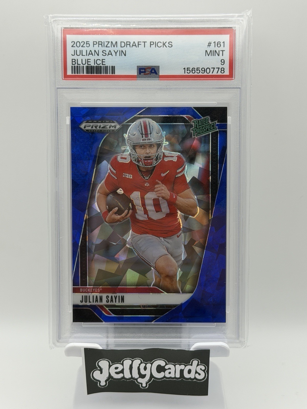 Panini 2025 Prizm Draft Picks Julian Sayin Blue Ice Prizm #161 RC PSA 9 /149