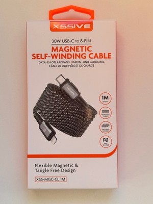 XSSIVE Magnetic Self-Winding Cable   30W USB-C auf 8-Pin (Apple iPhone)   1m
