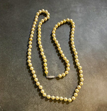 Ivory Faux Imitation Pearl Beaded Strand Necklace with Clasp, Round Pearls