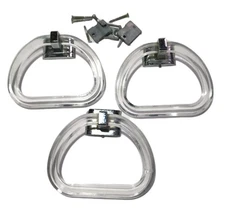 3 Vintage Hall Mack Lucite Towel Holders Holder Set Clear Ring Chrome Hallmack