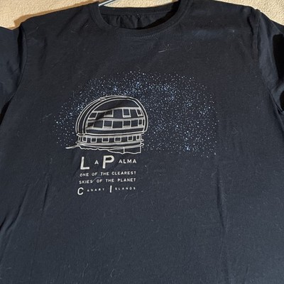 La Palma Men's Black Cotton Graphic Astronomy Canary Islands T-Shirt Regular