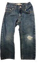 Levi's 505 Regular Fit Boys Jeans Size 4 Distressed Blue Denim
