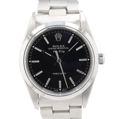 Rolex Air-King 14000 Black Index Dial Smooth Bezel Oyster 34mm Womens Watch
