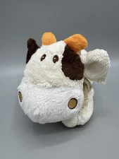 Cow Rattle Plush Stuffed Animal 8 Inch Cream and Brown w/Ribbon No Tag