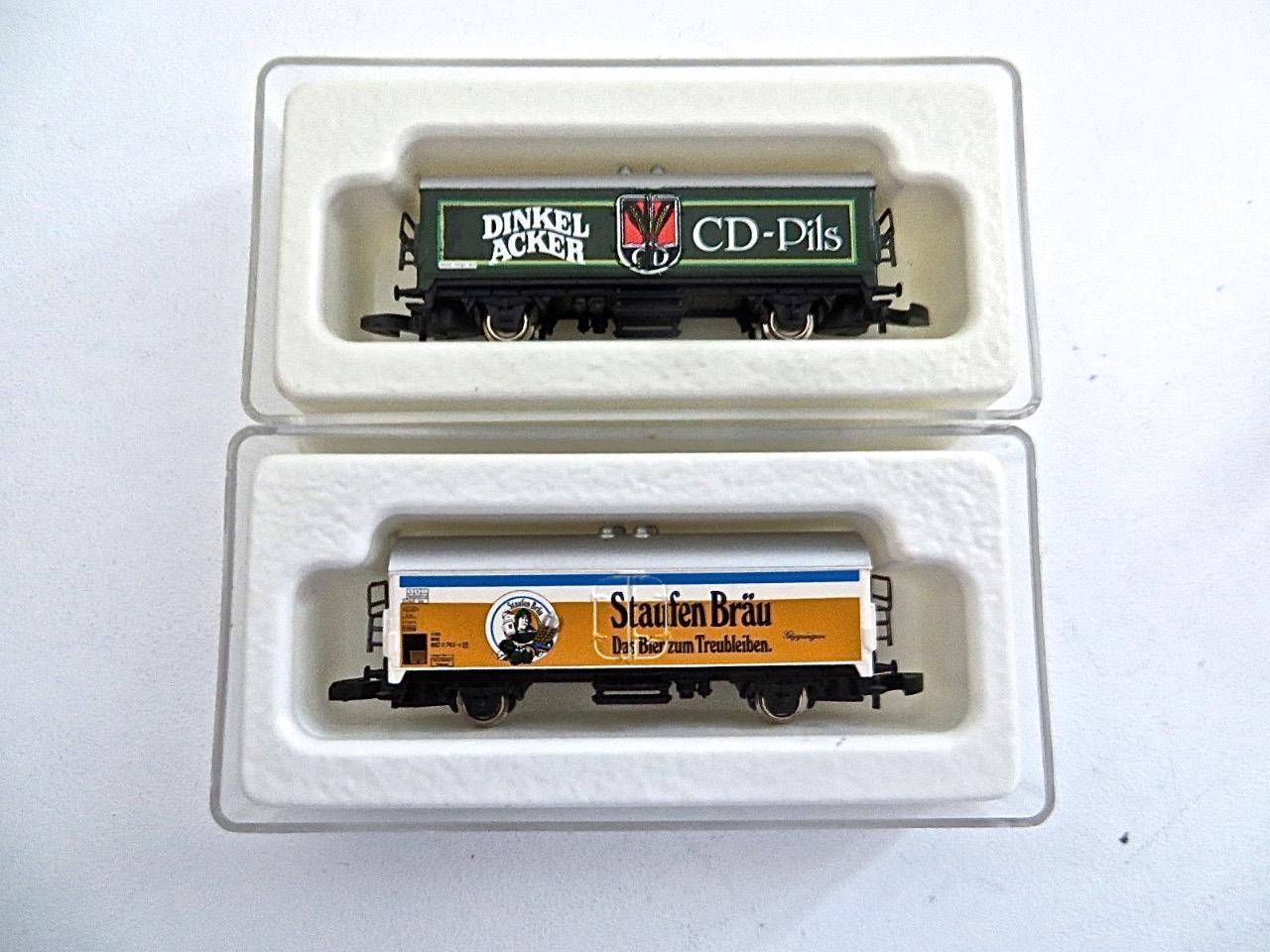 Marklin Z Scale 2 Beer Freight Cars #8647 Dinkel Acker #8648 Staufen Brau New