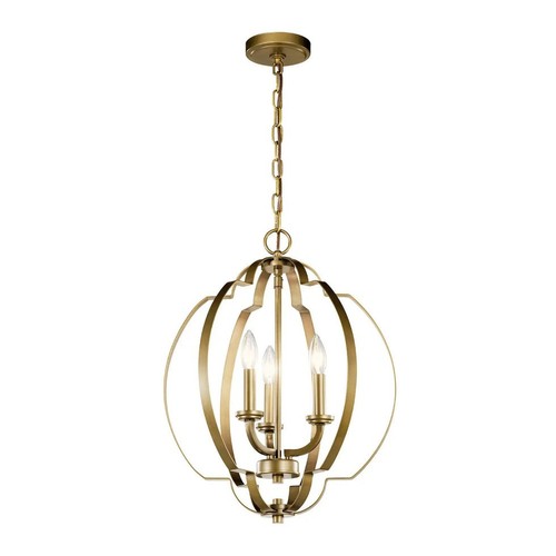 Voleta 3-Light 17" Quatrefoil Pendant Light in Natural Brass
