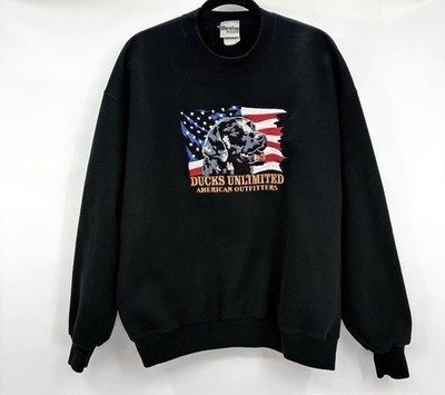 Ducks Unlimited American Outfitters Embroidered Vintage Sweatshirt Black USA XL?