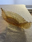 Vintage Fenton Amber L.G. Wright Daisy & Button Glass Canoe Dish 12 Inch
