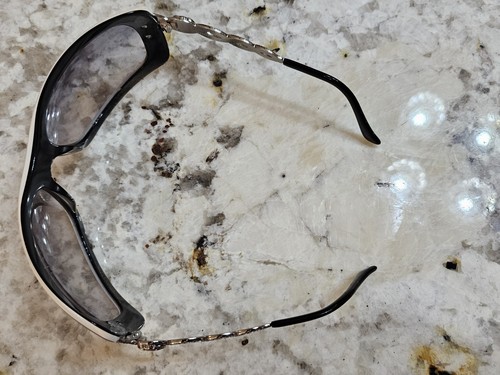 Vintage Versace Sonnenbrille schwarz & weiß silber geflochten Strass Bügel 4070-b - Bild 6 von 8