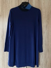 COS Strick Kleid A-Form 100%Wolle Blau Gr.M