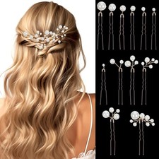 Nogeqi 12pcs Wedding Bridal Hair Accessories,Pearl Hair Pins, Pearl Hair