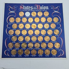 Vintage 1969 50 States of the Union Solid bronze collector's coin set
