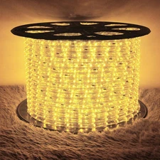 300FT Warm White LED Rope Lights Flexible Waterproof String Lights w/ US Plug
