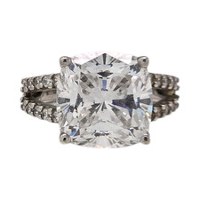 STERLING SILVER CUSHION CUT WHITE TOPAZ SIZE 7 RING 6.3GR 1775