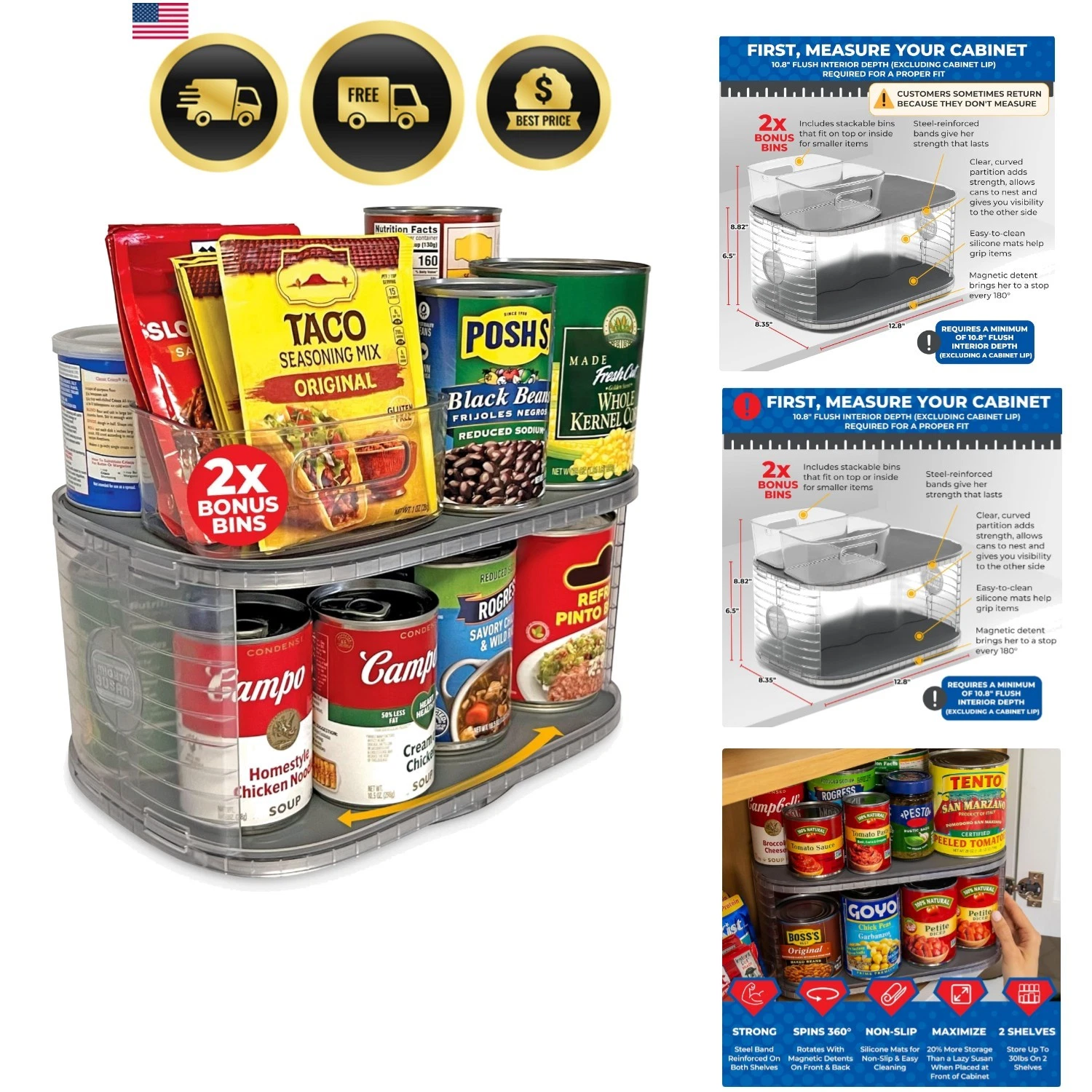 2-Tier Lazy Susan Pantry Organizer – Steel Reinforced Turntable for Kitchen C...
Opens in a new wind