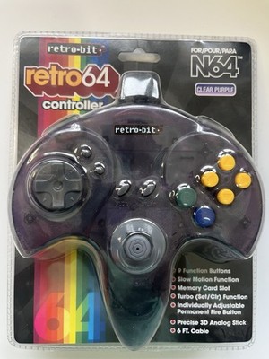 N64 Retro-Bit Clear Purple Controller Nintendo 64 Great Joystick AUTHENTIC New