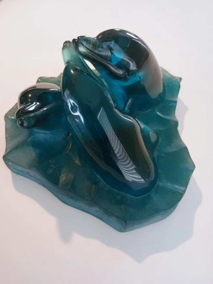 Robert Wyland Dolphin Tri Or Pod firmado 1996 acrílico azul, ¡adorable hacer oferta! Foto 2 de 4