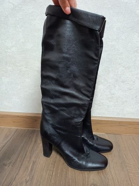 Women Sergio Rossi Boots Black Leather 40