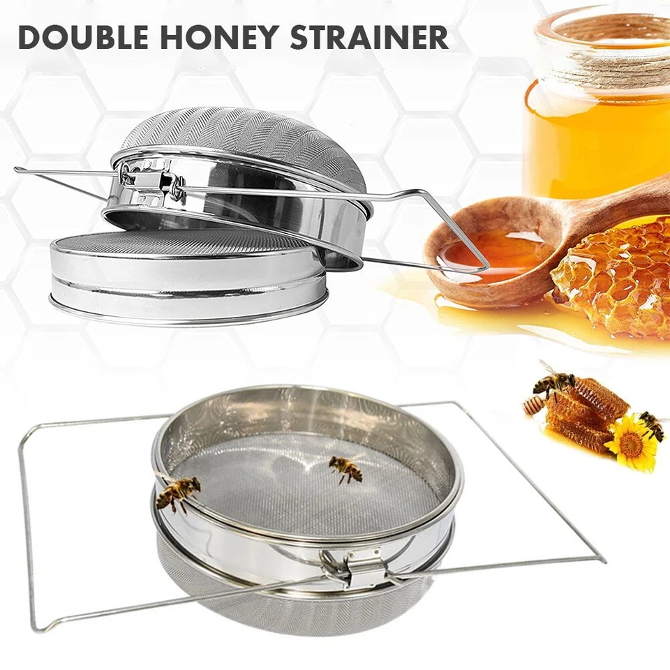 Edelstahl Honig Sieb Doppelsieb Honigsieb 2-tlg Filter Schmutzfänger Absetztank - Bild 2 von 4
