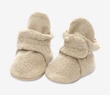 Zutano Cozie Fleece Khaki Beige Bootie Infant Size 3M
