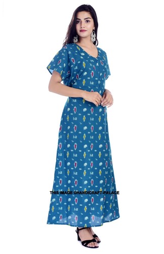 Ladies Women Nightwear Printed 100% Cotton Short Sleeve Long Nightdress Maxi - Picture 29 of 31