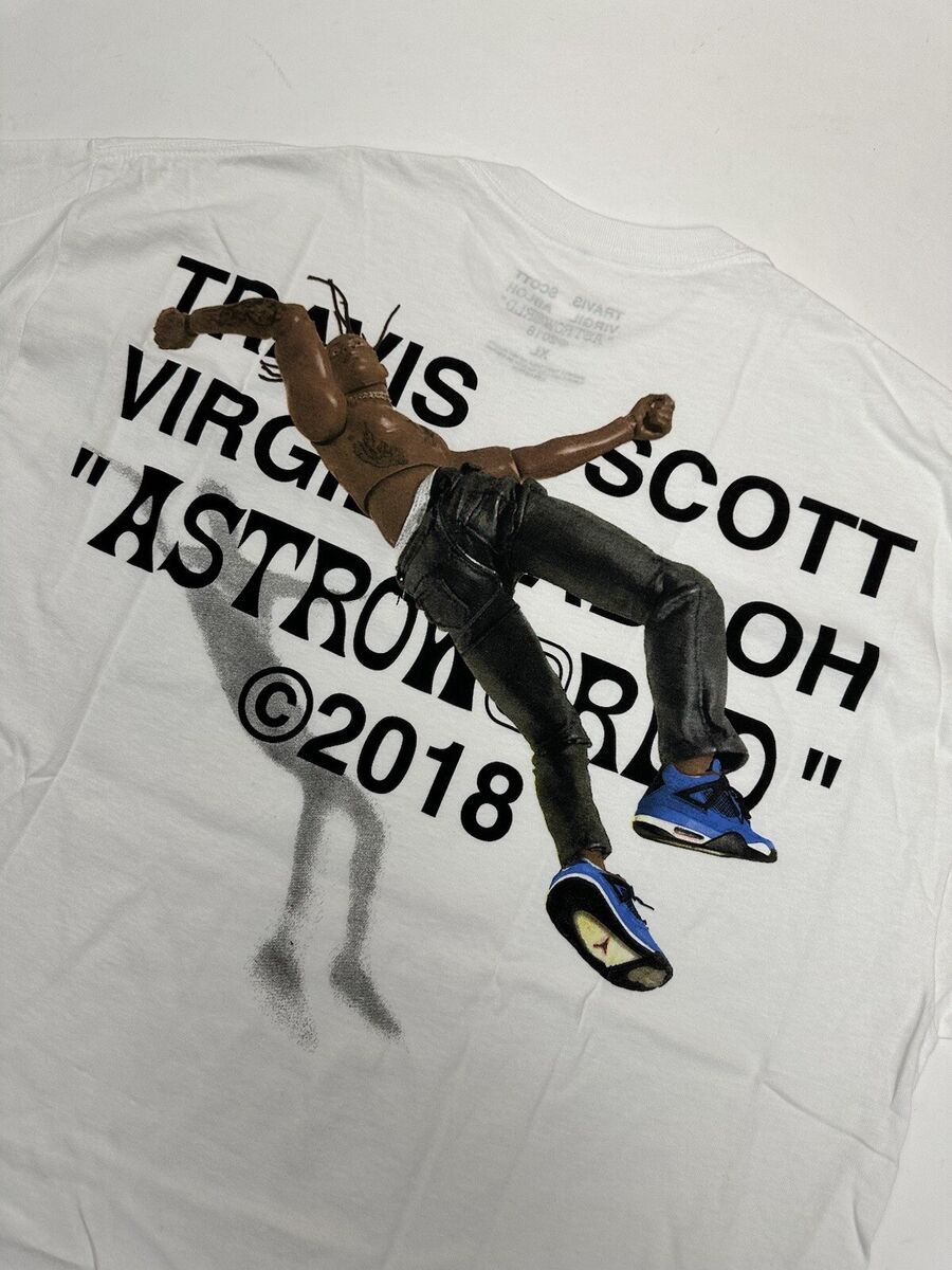 New Travis Scott x Virgil Abloh By A Thread Cactus Jack AJ4 White T-Shirt XL