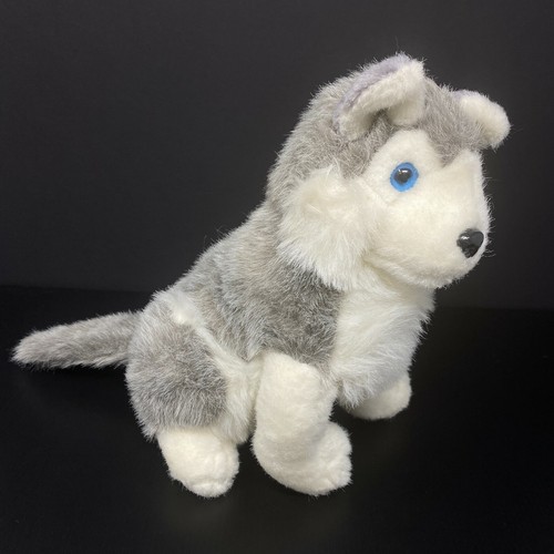 Metro Premium Gray White Timber Wolf Husky Dog Plush Blue Eyes Stuffed Animal