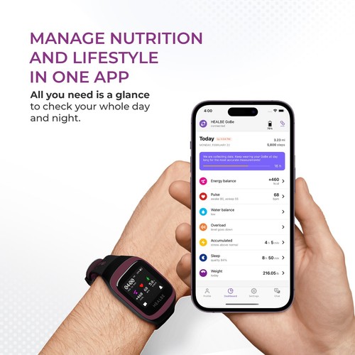 HEALBE GoBe3 - Fitness Tracker with Stress Management, Automatic Calorie Intake - Picture 22 of 70
