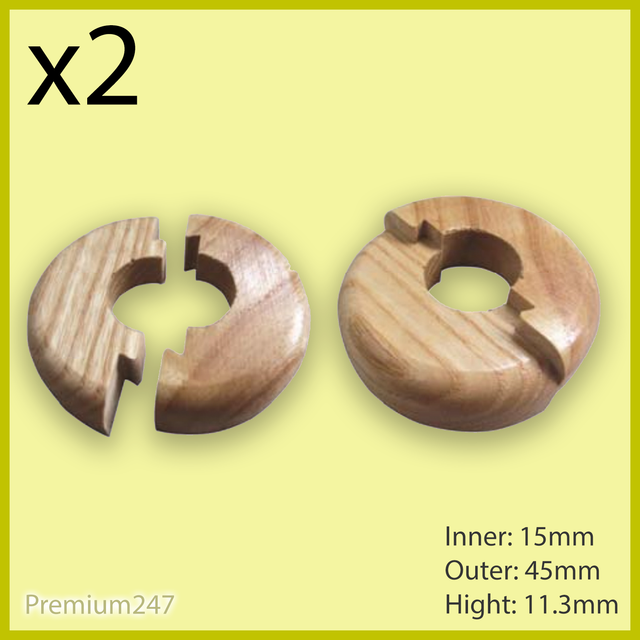 1 X 15mm Solid Wooden Beech Effect Radiator Pipe Collar Wood Floor