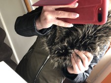 Atmosphere Women’s Faux Fur Collar Autumn/winter Green With Black Sleeves Coat-8