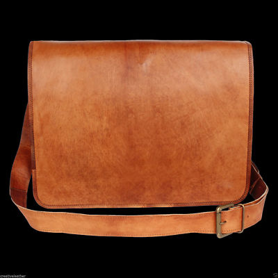 Men's New Genuine Leather Bull Hide Brown Vintage Shoulder Satchel Messenger Bag