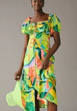 Anthropologie Farm Rio Printed Puff-Sleeve Dress Size L