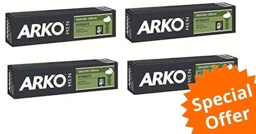 4 x ARKO FOR MEN Hydrate SHAVING CREAM REFRESHING HYDRATING 100ML