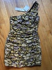 Zara NWT One Shoulder Floral Ruched Mini Dress Size Small Women’s 