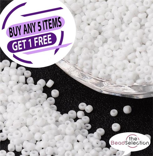 100g WEISS BLICKDICHT GLASSAMEN PERLEN 11/0 2 mm 8/0 3 mm 6/0 4 mm - Bild 7 von 7