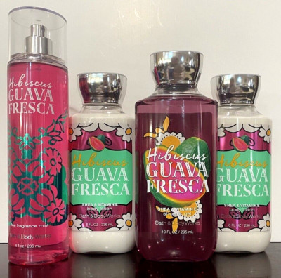 Bath & Body Works Lot of 4 HIBISCUS GUAVA FRESCA Mist~Lotions~Shower Gel