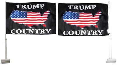 Trump 2024 Country Black 12''x18'' Double Sided Rough Tex Knit Nylon Car Flag