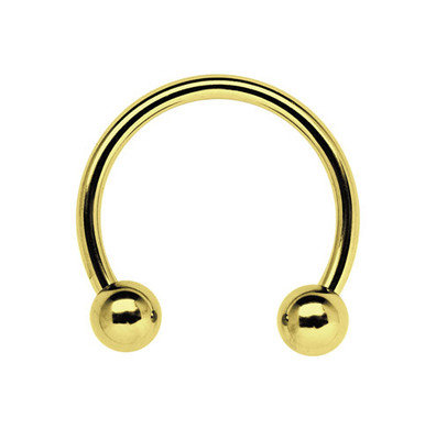 Brust Septum Piercing Gewindering CBR vergoldet in 1,6mm mit 2 Verschlusskugeln