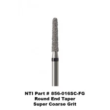 NTI Kerr 856-016SC-FG Super Coarse Grit Round End Taper Diamond Burs 5 Pk