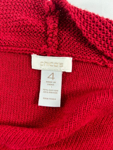 Chicos Womens Solid Red Open Front Cardigan Sweater Size 4 XL Knit Long Sleeve - Picture 3 of 7