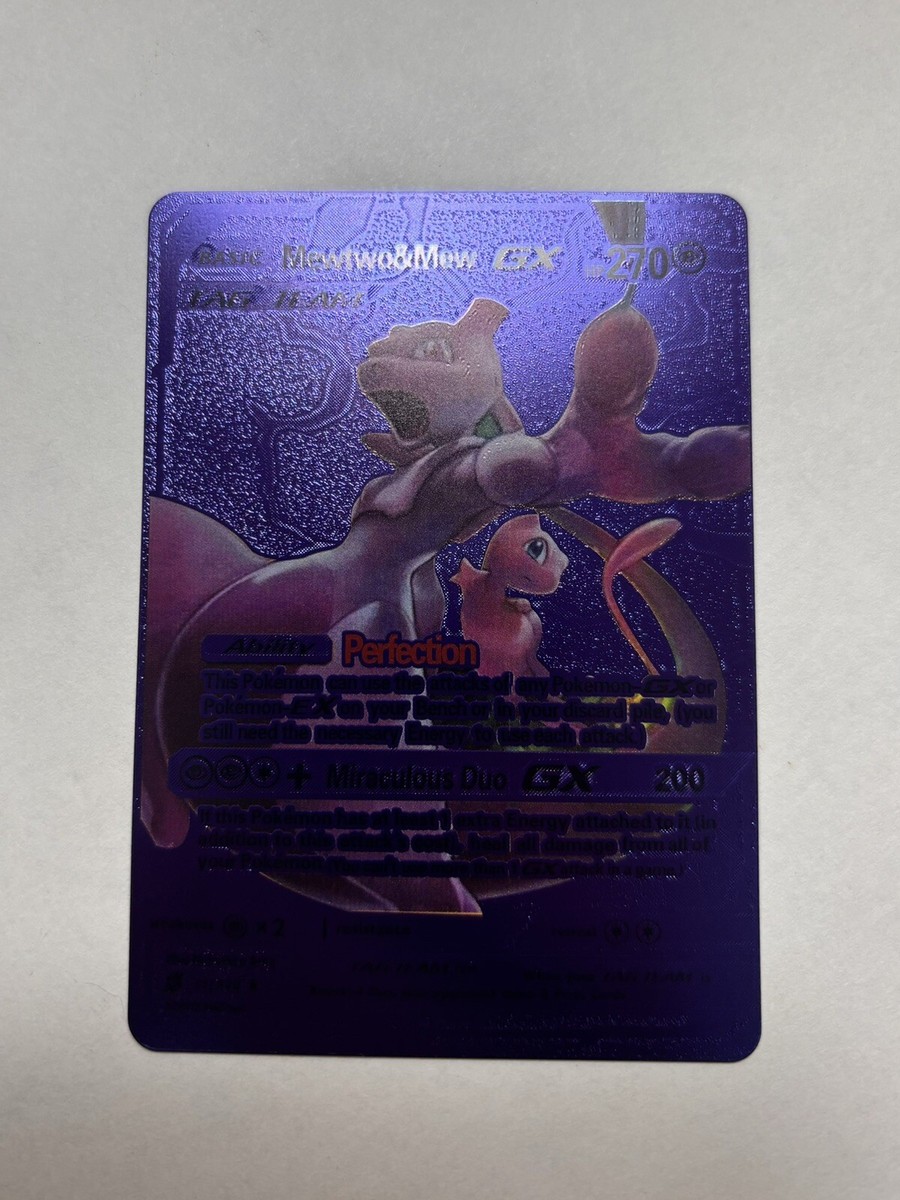 TAG 江戸鼠　2本セット Mewtwo & Mew GX Tag Team 270 HP Purple Foil Fan Art Display Card