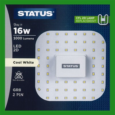 4x 9W (=16W Ersatz) LED GR8 2 Pin 4000K Kaltweiß 2D Glühbirne Doppel D