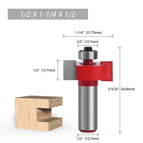 12,7 mm (1/2") Schaft T Schlitz Router Bit Nut Set Fräser 1/8"-3/4" - Bild 9 von 11