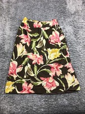 Talbots Mid Length Skirt Women Size 4 Brown Floral
