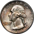 1964 Washington Quarter PCGS MS66 Dark Rainbow Toned On Rim