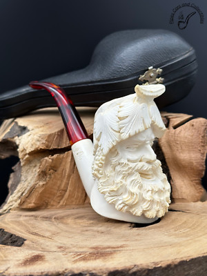 (Unsmoked) Altinay Block Meerschaum Sultan Shaped Smoking Pipe With Box