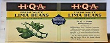 1930's Hillsboro Queen Anne Coop. Brand White Limas Can Label  4 1/4 x 11 inches