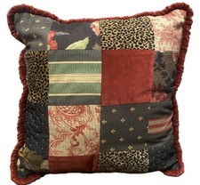 Vintage Patchwork Kantha Bohemian Woven Cotton Square Throw Pillow Large 20 x 20