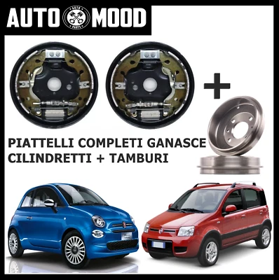 KIT FRENI A TAMBURO POSTERIORI GANASCE CILINDRETTI PIATTELLO FIAT 500 PANDA 169