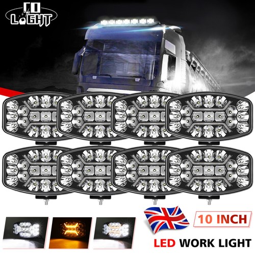 Full LED Spot Light Amber White DRL 12V 24V For Jumbo Oval Truck Van Spider E9 - Picture 15 of 15